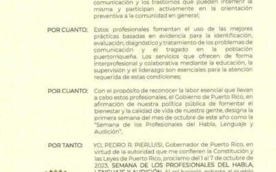 Proclama Semana de los profesionales del habla, Lenguaje y audiología 2024
