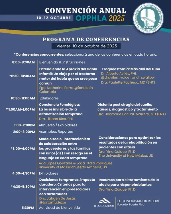 Selección de cursos a tomar en Convención OPPHLA 2025 (0CR) - Imagen 2