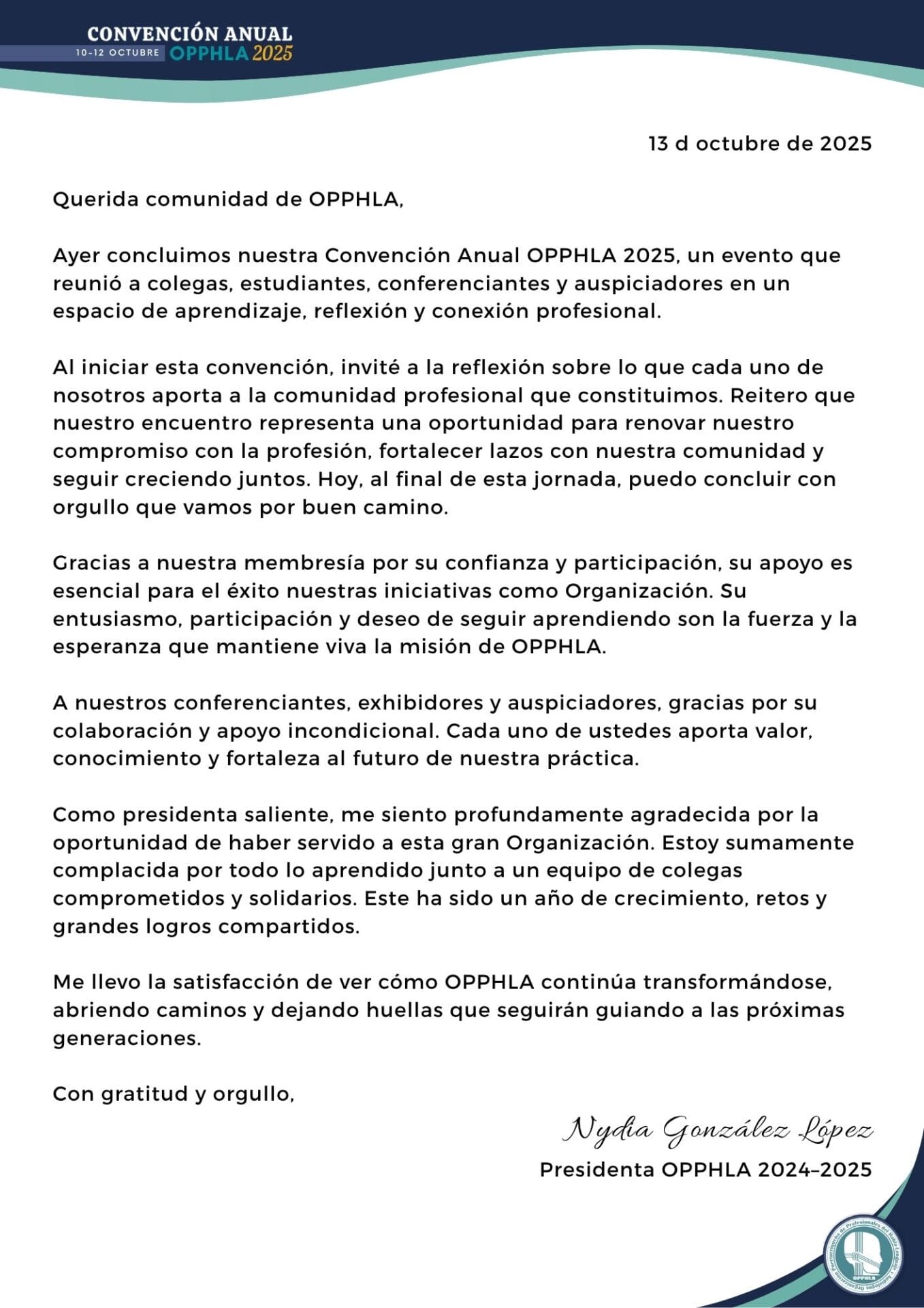 Carta Presidenta Convencion 2025